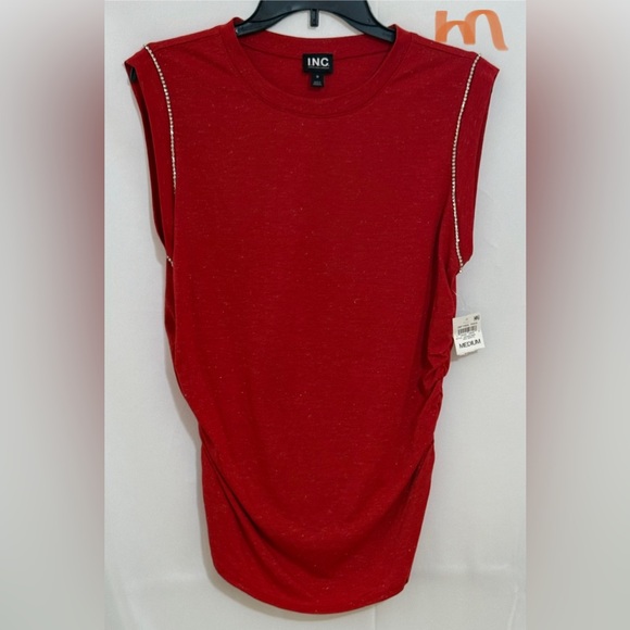 INC International Concepts Red Muscle Tee Sleeveless Relaxed Fit - Picture 1 of 3